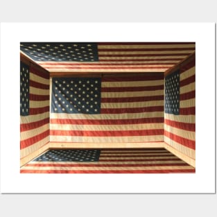 3D Box of American Flag Patriotic USA Posters and Art
